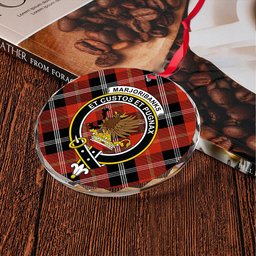 ScotsTee Shop Marjoribanks Ancient Clan Crest Tartan Glass Ornament