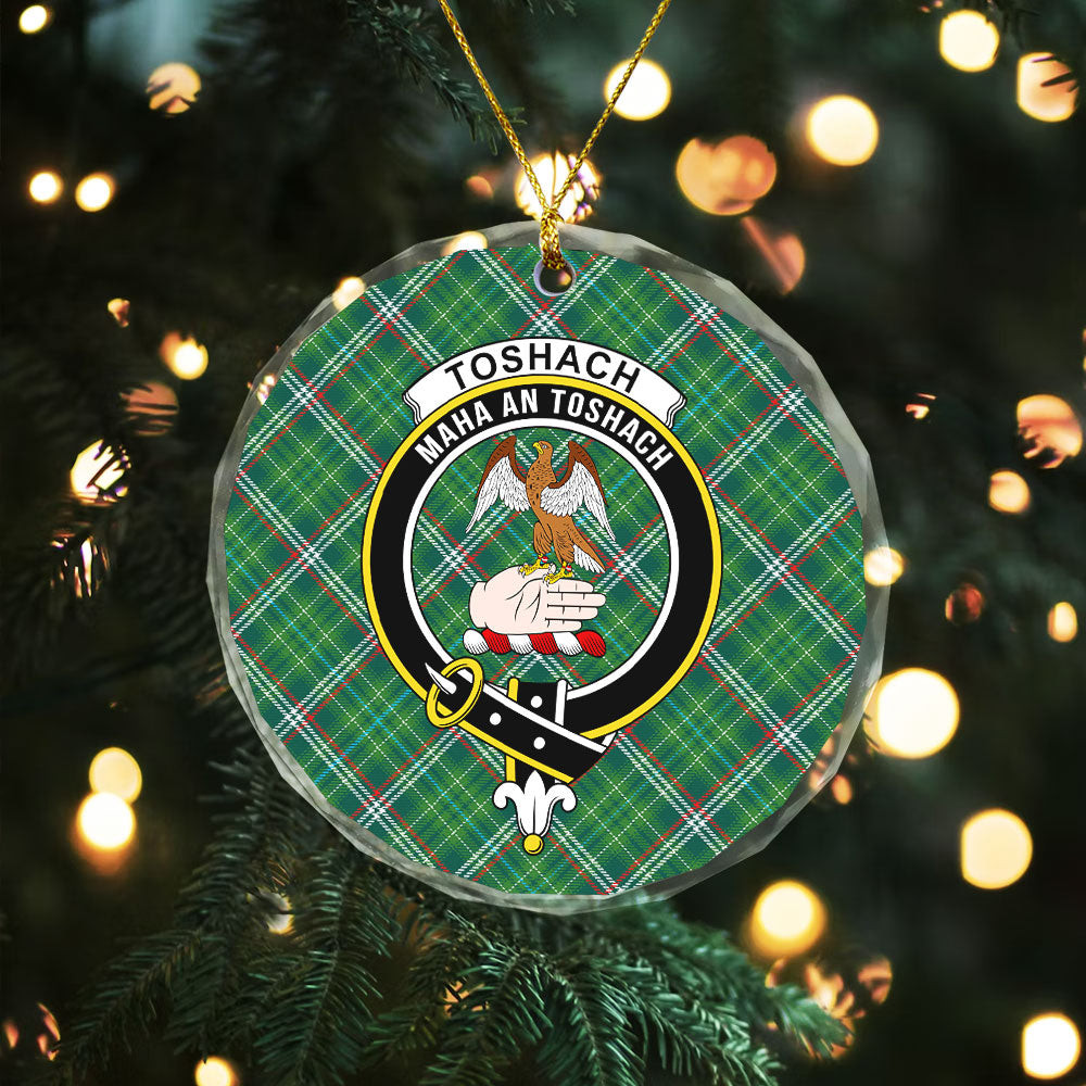 ScotsTee Shop Toshach Modern Clan Crest Tartan Glass Ornament