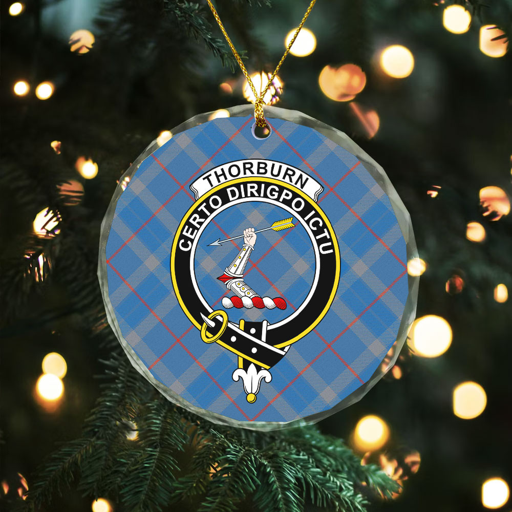 ScotsTee Shop Thorburn (Thurburn) Ancient Clan Crest Tartan Glass Ornament