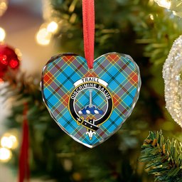 ScotsTee Shop Traill (Trayle) Weathered Clan Crest Tartan Glass Ornament