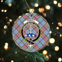 ScotsTee Shop Traill (Trayle) Ancient Clan Crest Tartan Glass Ornament