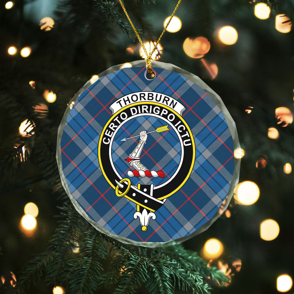 ScotsTee Shop Thorburn (Thurburn) Modern Clan Crest Tartan Glass Ornament