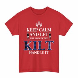 ScotsTee Shop Scottish Angus Modern Clan Keep Calm and Let The Man in The Kilt Handle It Tartan T-shirt