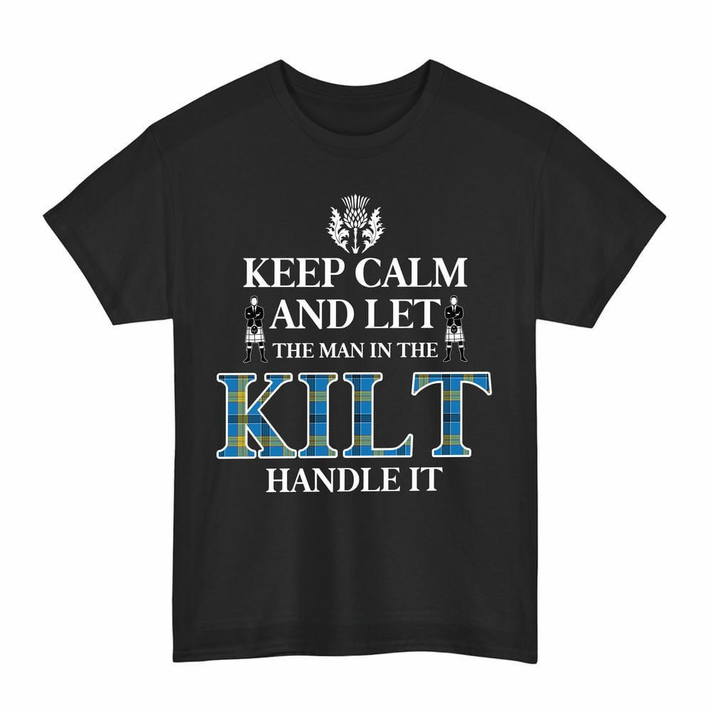 ScotsTee Shop Scottish Laing Clan Keep Calm and Let The Man in The Kilt Handle It Tartan T-shirt