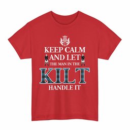 ScotsTee Shop Scottish Angus Ancient Clan Keep Calm and Let The Man in The Kilt Handle It Tartan T-shirt