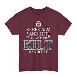 ScotsTee Shop Scottish Angus Ancient Clan Keep Calm and Let The Man in The Kilt Handle It Tartan T-shirt