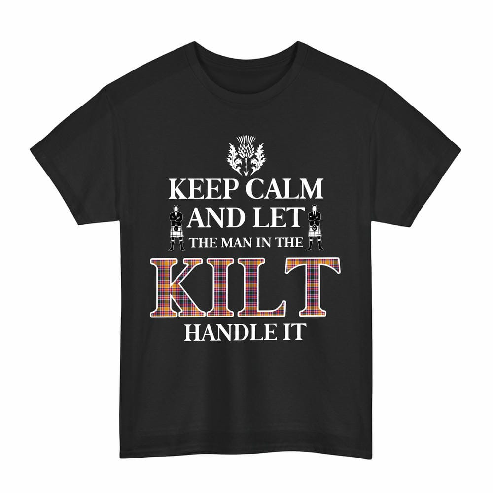 ScotsTee Shop Scottish Jacobite Clan Keep Calm and Let The Man in The Kilt Handle It Tartan T-shirt