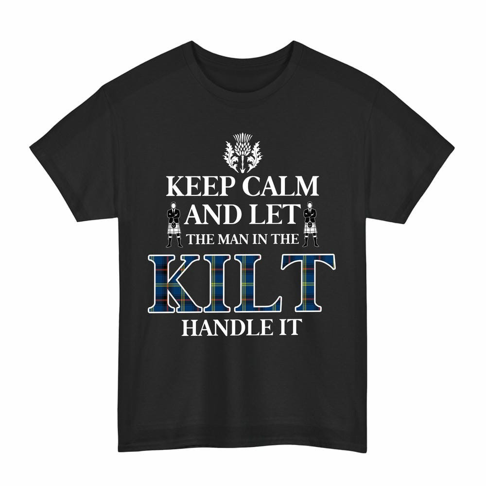 ScotsTee Shop Scottish Grewar Clan Keep Calm and Let The Man in The Kilt Handle It Tartan T-shirt