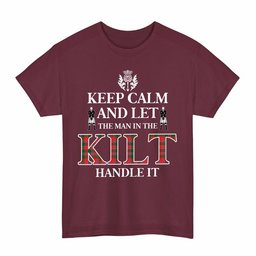 ScotsTee Shop Scottish Dalziel Modern Clan Keep Calm and Let The Man in The Kilt Handle It Tartan T-shirt