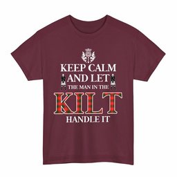 ScotsTee Shop Scottish MacPhee Modern Clan Keep Calm and Let The Man in The Kilt Handle It Tartan T-shirt