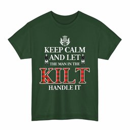 ScotsTee Shop Scottish MacPhee Modern Clan Keep Calm and Let The Man in The Kilt Handle It Tartan T-shirt