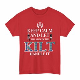 ScotsTee Shop Scottish US Marine Clan Keep Calm and Let The Man in The Kilt Handle It Tartan T-shirt