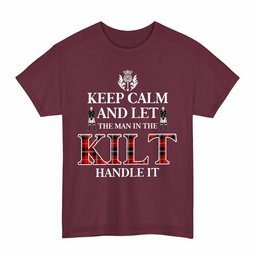 ScotsTee Shop Scottish Marjoribanks Clan Keep Calm and Let The Man in The Kilt Handle It Tartan T-shirt