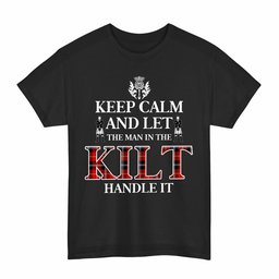 ScotsTee Shop Scottish Marjoribanks Clan Keep Calm and Let The Man in The Kilt Handle It Tartan T-shirt