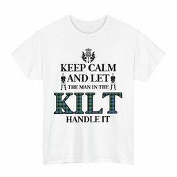 ScotsTee Shop Scottish Mouat Clan Keep Calm and Let The Man in The Kilt Handle It Tartan T-shirt