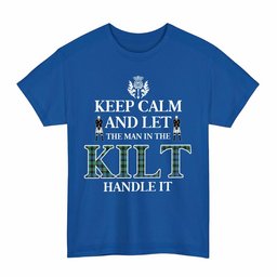 ScotsTee Shop Scottish Mouat Clan Keep Calm and Let The Man in The Kilt Handle It Tartan T-shirt