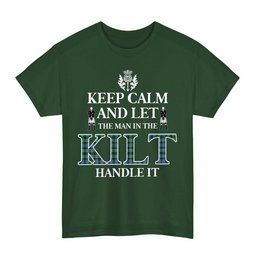 ScotsTee Shop Scottish Mouat Clan Keep Calm and Let The Man in The Kilt Handle It Tartan T-shirt