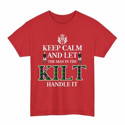 ScotsTee Shop Scottish Selkirk Clan Keep Calm and Let The Man in The Kilt Handle It Tartan T-shirt