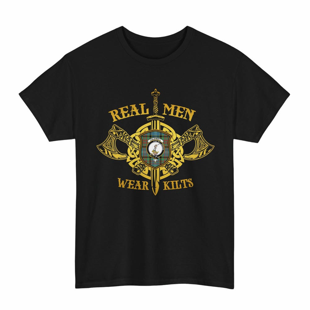 ScotsTee Shop Scottish Caldwell Clan Crest Tartan T-Shirt Real Men Wear Kilts