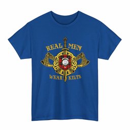 ScotsTee Shop Scottish Ramsay Clan Crest Tartan T-Shirt Real Men Wear Kilts