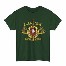 ScotsTee Shop Scottish Ramsay Clan Crest Tartan T-Shirt Real Men Wear Kilts