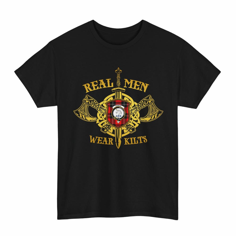 ScotsTee Shop Scottish Ramsay Clan Crest Tartan T-Shirt Real Men Wear Kilts