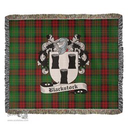 Blackstock Hunting Tartan Woven Blanket with Family Crest ScotsTee Shop - scotstee.com - Tartan Blankets
