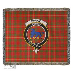 Bruce Modern Tartan Woven Blanket with Family Crest ScotsTee Shop - scotstee.com - Tartan Blankets
