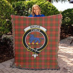 Bruce Modern Tartan Woven Blanket with Family Crest ScotsTee Shop - scotstee.com - Tartan Blankets