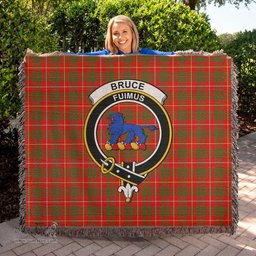 Bruce Modern Tartan Woven Blanket with Family Crest ScotsTee Shop - scotstee.com - Tartan Blankets