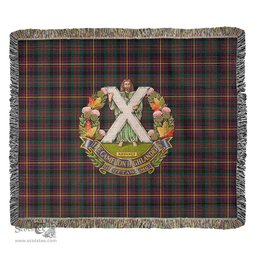 Cameron Highlanders of Ottawa Tartan Woven Blanket with Family Crest ScotsTee Shop - scotstee.com - Tartan Blankets