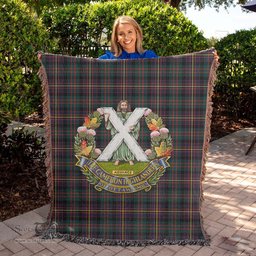 Cameron Highlanders of Ottawa Tartan Woven Blanket with Family Crest ScotsTee Shop - scotstee.com - Tartan Blankets