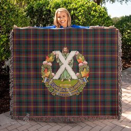 Cameron Highlanders of Ottawa Tartan Woven Blanket with Family Crest ScotsTee Shop - scotstee.com - Tartan Blankets