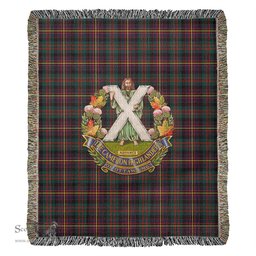 Cameron Highlanders of Ottawa Tartan Woven Blanket with Family Crest ScotsTee Shop - scotstee.com - Tartan Blankets