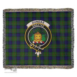 Dundas Modern Tartan Woven Blanket with Family Crest ScotsTee Shop - scotstee.com - Tartan Blankets