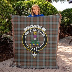 Ferguson Weathered Tartan Woven Blanket with Family Crest ScotsTee Shop - scotstee.com - Tartan Blankets