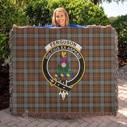 Ferguson Weathered Tartan Woven Blanket with Family Crest ScotsTee Shop - scotstee.com - Tartan Blankets