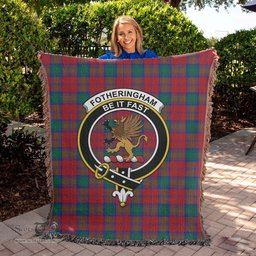 Fotheringham Modern Tartan Woven Blanket with Family Crest ScotsTee Shop - scotstee.com - Tartan Blankets
