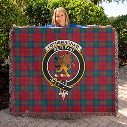 Fotheringham Modern Tartan Woven Blanket with Family Crest ScotsTee Shop - scotstee.com - Tartan Blankets