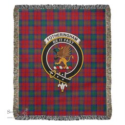 Fotheringham Modern Tartan Woven Blanket with Family Crest ScotsTee Shop - scotstee.com - Tartan Blankets