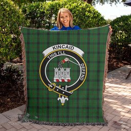 Kincaid Tartan Woven Blanket with Family Crest ScotsTee Shop - scotstee.com - Tartan Blankets