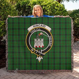 Kincaid Tartan Woven Blanket with Family Crest ScotsTee Shop - scotstee.com - Tartan Blankets