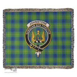 Johnstone-Johnston Ancient Tartan Woven Blanket with Family Crest ScotsTee Shop - scotstee.com - Tartan Blankets