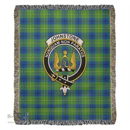 Johnstone-Johnston Ancient Tartan Woven Blanket with Family Crest ScotsTee Shop - scotstee.com - Tartan Blankets