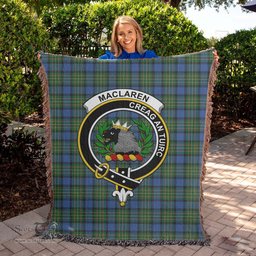 MacLaren Ancient Tartan Woven Blanket with Family Crest ScotsTee Shop - scotstee.com - Tartan Blankets