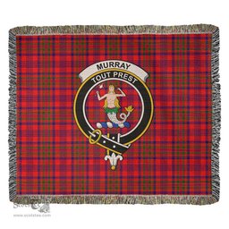 Murray of Tulloch Modern Tartan Woven Blanket with Family Crest ScotsTee Shop - scotstee.com - Tartan Blankets