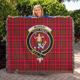Murray of Tulloch Modern Tartan Woven Blanket with Family Crest ScotsTee Shop - scotstee.com - Tartan Blankets