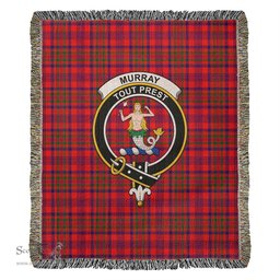 Murray of Tulloch Modern Tartan Woven Blanket with Family Crest ScotsTee Shop - scotstee.com - Tartan Blankets