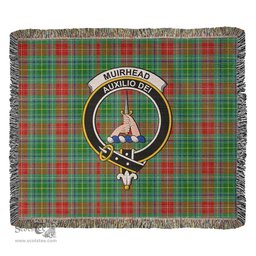 Muirhead Tartan Woven Blanket with Family Crest ScotsTee Shop - scotstee.com - Tartan Blankets
