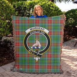 Muirhead Tartan Woven Blanket with Family Crest ScotsTee Shop - scotstee.com - Tartan Blankets